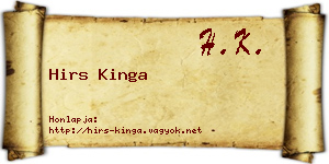 Hirs Kinga névjegykártya